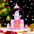 Rosa Weihnachts-Schneekugel Spieluhr Weihnachtsmann Glitzer Glaskugel Zimmer Deko Geschenk - Sitzender Weihnachtsmann (2061W) / Groß (100#) Schneiend Extern Rotierend
