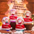 Weihnachten Mini Schneekugel Nachtlicht leuchtend Santa Ornament Tischdeko Geschenk - Stil 2386 (Rot Weiß Weihnachtsmütze Basis) / 65# Mini-Kristallkugel
