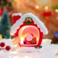 Niedliches Weihnachtsmann Nachtlicht Resindeko, warme LED Tischdeko fuer fuer Schlafzimmer. - Liegender Weihnachtsmann Mit Sack Nachtlicht (-48) / Rot