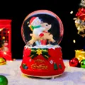 Weihnachtsschneekugel Ornament mit Schneemann und Rentier, festliche leuchtende Spieluhr. - Mittel 80# LED Licht+Musik / Schneemann (2354)