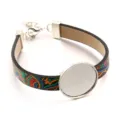 DIY PU Leder Armband Rohling mit runder Lünette Schale und buntem Paisley Muster Stil - Muster 2 / 24mm / Silber
