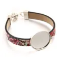 Modisches Blumen PU-Leder DIY blanko Lünette Armband mit Legierung Schale und Metallverschluss. - Muster 3 / 24mm / Silber