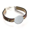 DIY PU Leder Rohling Tablett Armband mit Legierung Lünette, ethnisches Muster Modeschmuck - Muster 4 / 24mm / Silber