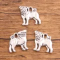 Pendentifs charms bouledogue carlin en alliage argenté pour fabrication de bijoux DIY. - Style Carlin (#8) / 15x16mm