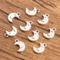 Silver alloy smiling moon pendants DIY charms jewelry accessories for handmade necklaces. - Style 11 Moon / 10*14mm (1g/pc)