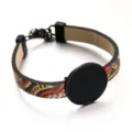 DIY Lederarmband Rohling mit schwarzer Fassung und Vintage Muster Armband für Modeschmuck. - Muster 4 / 24mm / Schwarz