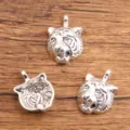 Pendentif breloque tête de tigre en alliage argenté pour la fabrication de bijoux DIY. - Style Tête de Tigre (#10) / 14x19mm