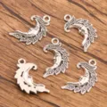 DIY alloy crescent moon pendant jewelry accessories, vintage silver color charm for handmade crafts. - Style 12 Moon / 15*26mm (1.4g/pc)