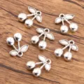 Silver cherry metal charms for DIY jewelry making, antique alloy pendant findings item. - Style 13 Cherry Pendant (13) / 1 Piece (15x18mm) / Antique Silver