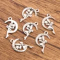 Silver alloy angel moon charms DIY jewelry pendant set variant for creative crafting projects. - No.13 Moon / 14*21mm (1.2g/pc)
