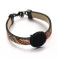 DIY Lederarmband mit Legierung Rohling Lünette Schale und Musterband, stilvoller Modeschmuck. - Muster 4 / 18mm / Schwarz