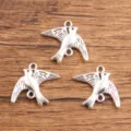 Pendentif breloque oiseau hirondelle argenté en alliage pour fabrication bijoux DIY 3pcs - Style Hirondelle (#12) / 17x22mm