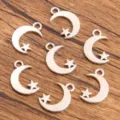 Silver Moon Star Alloy Charms DIY Jewelry Pendants Findings Set Accessories 7pcs - Style 14 Moon / 13*18mm (1.1g/pc)