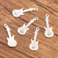 Silver alloy guitar charms music instrument pendant DIY jewelry making craft accessories 5pcs - Guitar Pendant (No.24) / 11X31mm (1.4g)