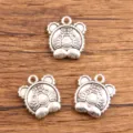 Breloques pendentifs tigre en alliage argenté vintage pour fabrication bijoux DIY 3pcs. - Style Tigre Dessin Animé (#13) / 15x16mm