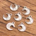 Antique silver moon star alloy charms DIY jewelry pendants accessories for handmade crafts. - Style 15 Moon / 12*16mm (0.8g/pc)