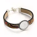 PU Leder Legierung Tablett DIY Armband Buntes Muster Bohemischer Stil Modischer Schmuck - Muster 4 / 18mm / Silber