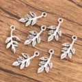 Silver leaf metal charms pendants DIY jewelry making accessories set crafts components - Style 15 Leaf Pendant (15) / 1 Piece/Pack (10x20mm) / Antique Silver