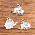 Charm pendentif éléphant en alliage métallique accessoire bijoux DIY couleur argent antique - Style Éléphant (#14) / 15x18mm