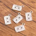 Silver cassette tape alloy charms retro music pendants for DIY jewelry making accessories - Cassette Tape Pendant (No.31) / 16X23mm (2.7g)