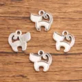 Pendatifs en métal argenté breloques chats pour fabrication de bijoux et accessoires - Style Chat (#17) / 13x13mm