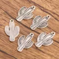 Silver cactus alloy charms for DIY jewelry making, vintage metal pendant accessories for crafts. - No. 20 Cactus Pendant (3EF) / 1 Piece/Pack (16x26mm) / Antique Silver