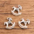 Pendentif cheval à bascule en alliage argent antique pour la fabrication de bijoux DIY. - Style Cheval à Bascule (20) / 14x16mm / Argent antique