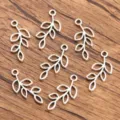 Silver leaf metal charm pendant for DIY jewelry making accessories style variant part - No. 21 Leaf Pendant (3EF) / 1 Piece/Pack (11x25mm) / Antique Silver