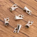 Silver tone megaphone horn metal charms alloy DIY pendant jewelry making accessories - French Horn Pendant (No.4) / 12X15mm (0.9g)