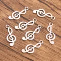 Silver treble clef music note charms alloy jewelry making pendants DIY accessories 10pcs - No. 10 Music Note Charm / 10x24mm (0.7g) / Antique Silver
