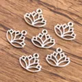 Silver lotus flower metal charms pendants for DIY jewelry making and crafting supplies - No. 24 Lotus Pendant (3EF) / 1 Piece (14x16mm) / Antique Silver
