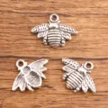 Breloques abeille en alliage pour fabrication de bijoux, pendentifs argentés vintage lot 3pcs - Style Abeille (23) / 16x21mm / Argent antique