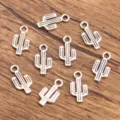 Silver Cactus Metal Charms Alloy Pendants DIY Jewelry Making Accessories Craft Supply - No. 26 Cactus Pendant (3EF) / 1 Piece (8x15mm) / Antique Silver