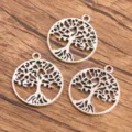 Silver tone tree of life metal charms pendants for DIY jewelry making and craft supplies. - No. 27 Tree of Life Pendant (3EF) / 1 Piece (25x29mm) / Antique Silver