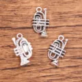 Silver alloy trumpet charms musical instrument pendants for DIY jewelry making accessories. - No. 33 Trumpet Charm / 12x21mm (1.8g) / Antique Silver