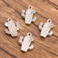 Silver cactus metal charms pendants for DIY jewelry making accessories craft supplies - Cactus Pendant (28) / 1 Piece (15x20mm) / Antique Silver
