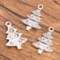 Zinc alloy Christmas tree charms pendants DIY jewelry making accessories silver tone 3pcs - Christmas Tree Pendant (33) / 1 Piece/Pack (18x26mm) / Antique Silver