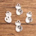 Jolis pendentifs de chat en alliage argenté pour la fabrication de bijoux artisanaux. - Style Chat (36) / 9x15mm