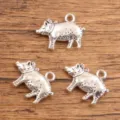 Charme de Cochon en Argent Pendentif Animal Alliage Accessoire de Bijoux DIY Style - Style Cochon (37) / 16x21mm