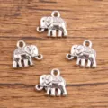 Pendentifs éléphant argentés en alliage métallique pour fabrication de bijoux DIY - Style Éléphant (38) / 12x14mm