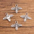 Pendentifs Abeille En Alliage Argent Antique DIY Bijoux Charmes Accessoires Mignons - Style Abeille Vintage (#39) / 13x16mm