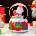 Christmas snow globe light up glowing snow musical night light festive gift decor - Sitting Posture Style (392) / Large 100mm with Snowfall+Light+Music