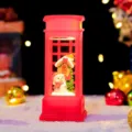 Weihnachten Telefonzelle Schneekugel Lampe mit Schneemann, festliche LED Deko Laterne. - Weihnachtskristalllicht-Serie / 003-1 Schneemann und Haus
