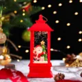 Weihnachten tragbare Kristalllampe LED Nachtlicht Schneekugel Desktop Ornament Dekor - Weihnachtsmann Weihnachtsbaum Rosa Stil (FD003-2)