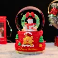 Weihnachtsschneekugel Spieluhr mit süßer Weihnachtsmann Figur, leuchtende festliche Tischdeko. - Groß 100 Schnee+Licht+Musik / Weihnachtsschneemann (2430)