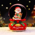 Christmas snow globe music box with Santa Claus and reindeer, luminous holiday gift decoration. - 8511 With Scarf / Medium 80# LED Light+Music