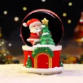 Christmas Santa snow globe music box with fireplace base, festive holiday home decor gift option. - 8507 Hugging Tree / Medium 80# LED Light+Music