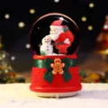 Christmas snow globe music box with Santa snowman figurine glowing holiday home table decor gift - -028 Touching Snowman / Medium 80# LED Light+Music