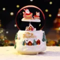 Christmas Santa Claus Snow Globe Luminous Music Box Desktop Home Decoration Gift Variant - 24109 Pink Car / Medium 80# LED Light+Music