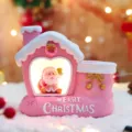 Rosa süßes Weihnachtsmann Nachtlicht Tischdekoration für schöne Raumdekorationen - Rosa Weihnachtshaus Nachtlicht Stifthalter (-49) / Rosa